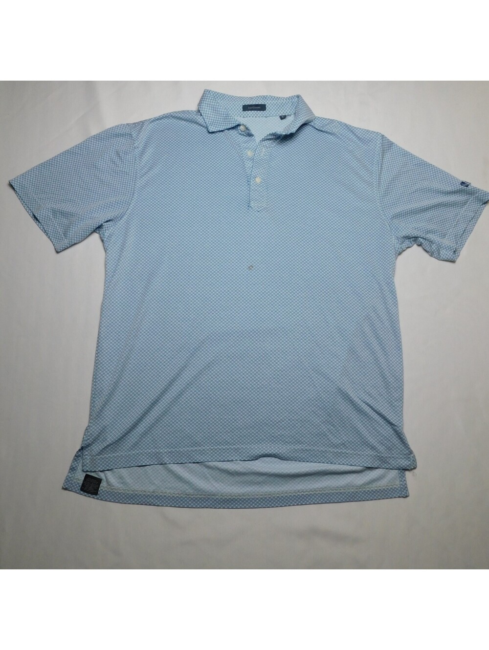 Turtleson Mens Large Golf Polo Shirt Blue White Micro Check Performance Size L
